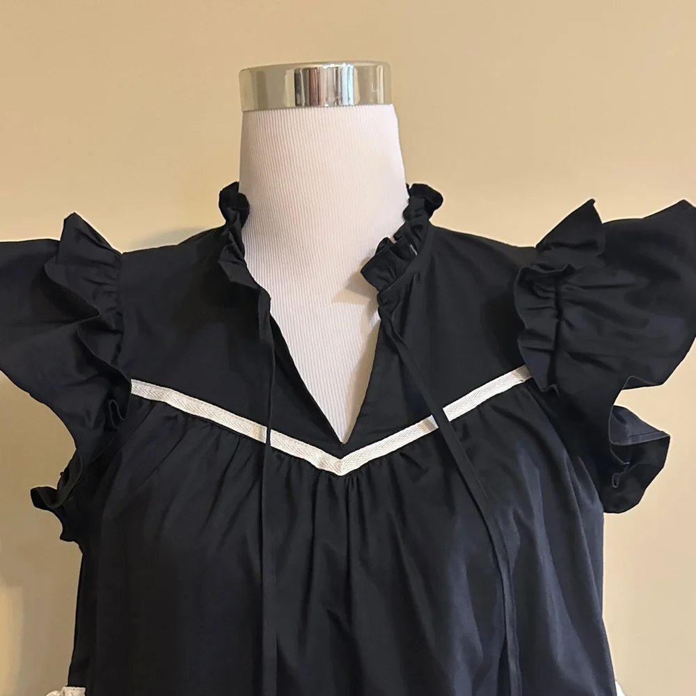 Black Ruffled Mini Dress - Picture 5 of 6